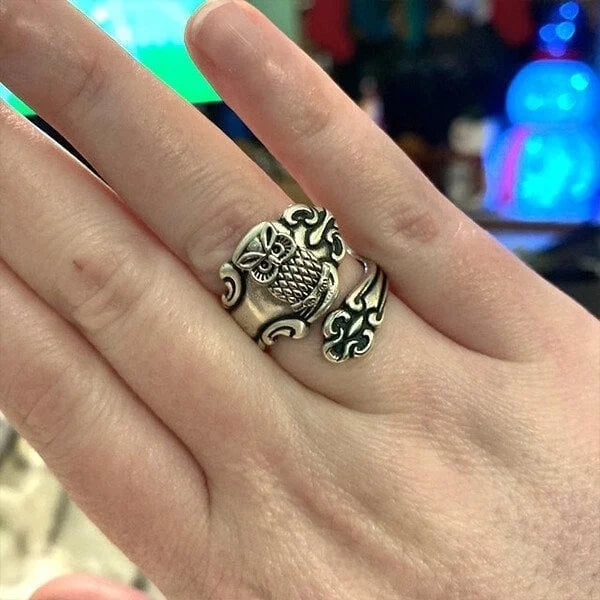 Anillo de cuchara de búho ajustable