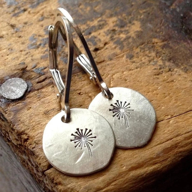 Pendientes de diente de león de plata