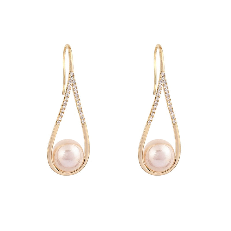 Pendientes de perlas de oro rosa