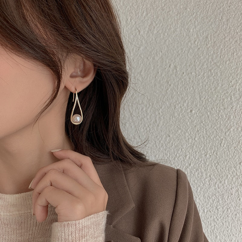 Pendientes de perlas de oro rosa
