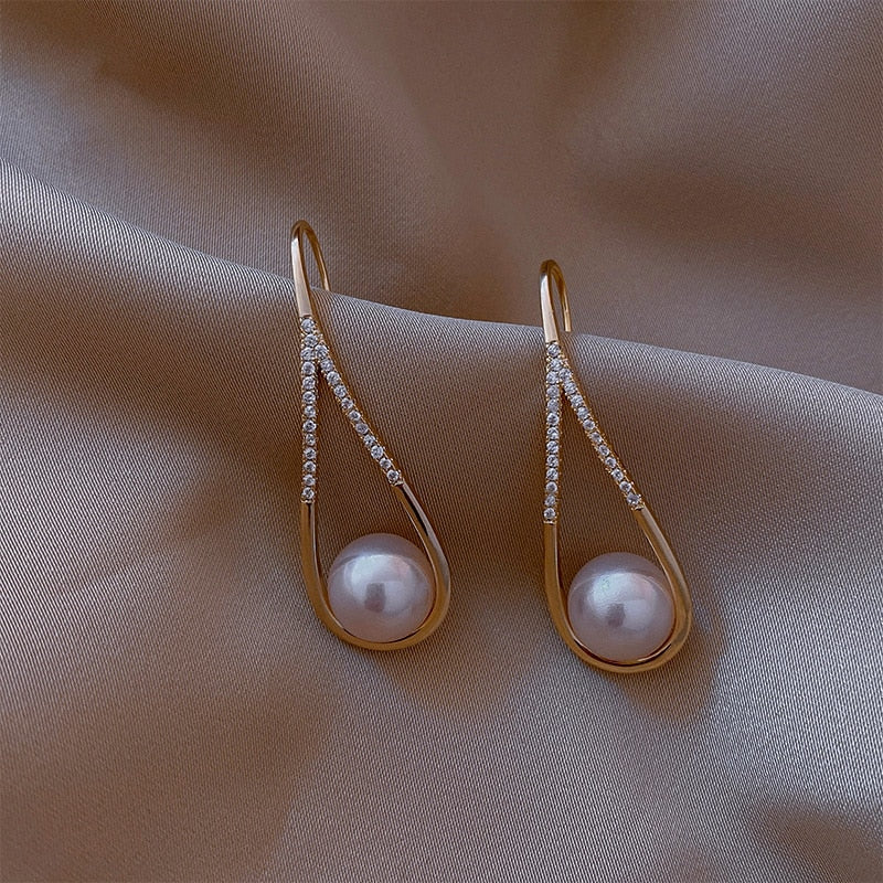 Pendientes de perlas de oro rosa