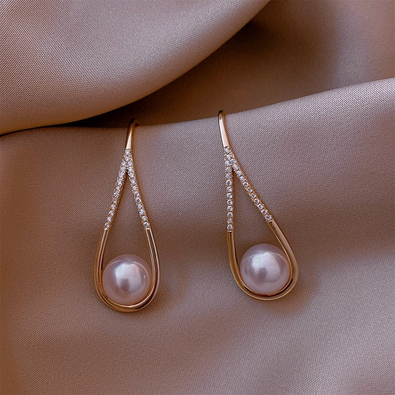 Pendientes de perlas de oro rosa