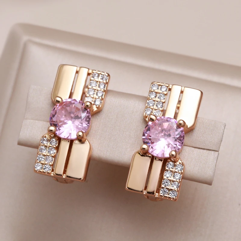 Pendientes brillantes circonitas rosas