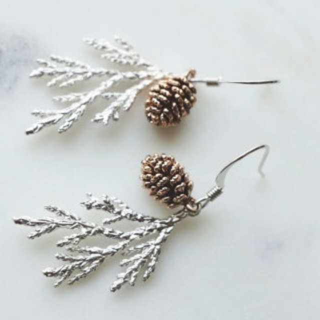 Pendientes naturaleza vintage en plata