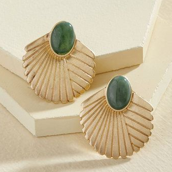 Pendientes vintage de concha verde y oro