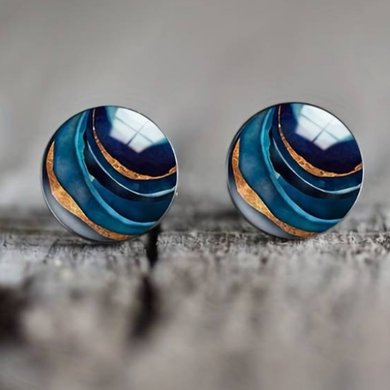 Pendientes vintage redondeados azules