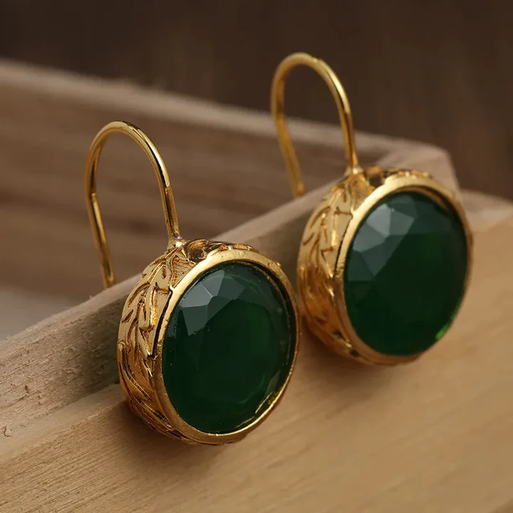 Pendientes vintage redondos verdes