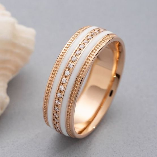 Anillo vintage de oro y blanco