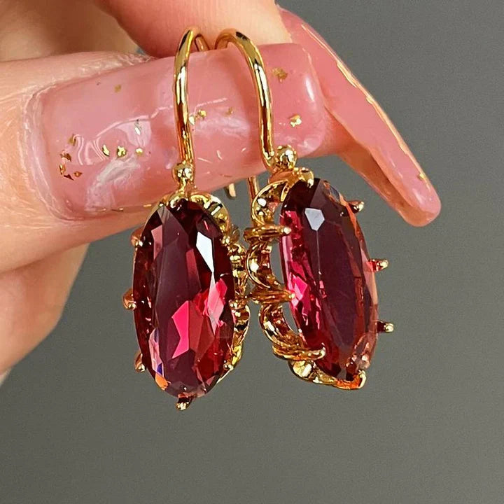 Pendientes rojos en oro vintage