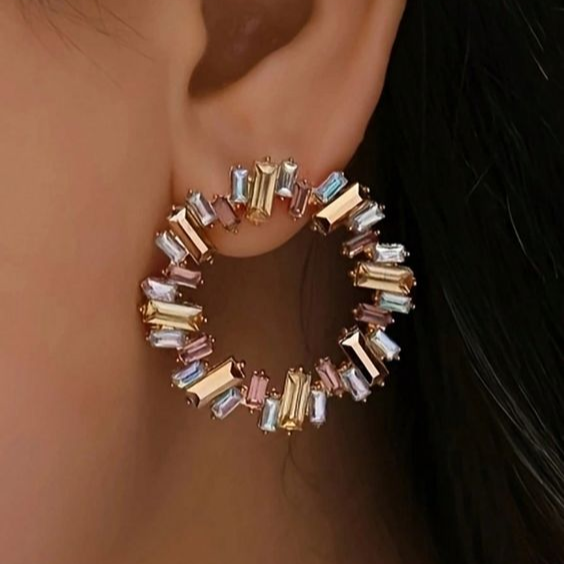 Runde Ohrringe vintage con cristales multicolores