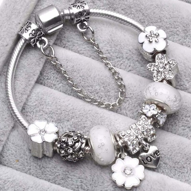 Pulseras de plata vintage grises