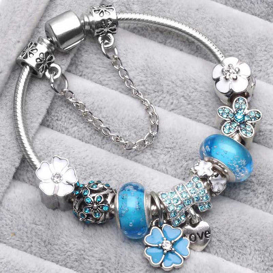 Pulseras de plata vintage azules