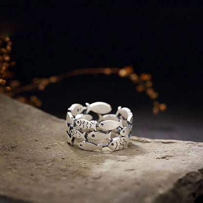 Anillo pez plata
