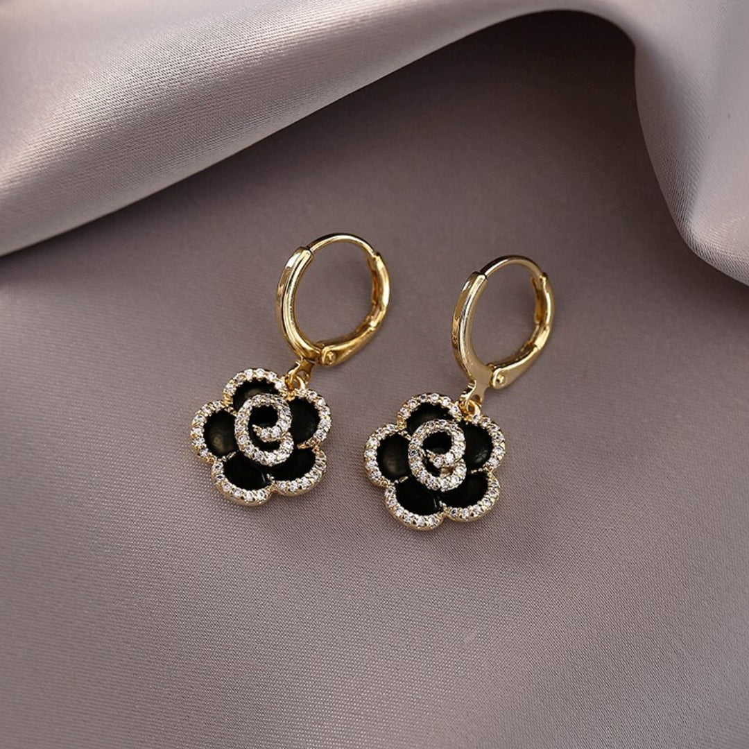 Pendientes Elegantes Lotus Negro
