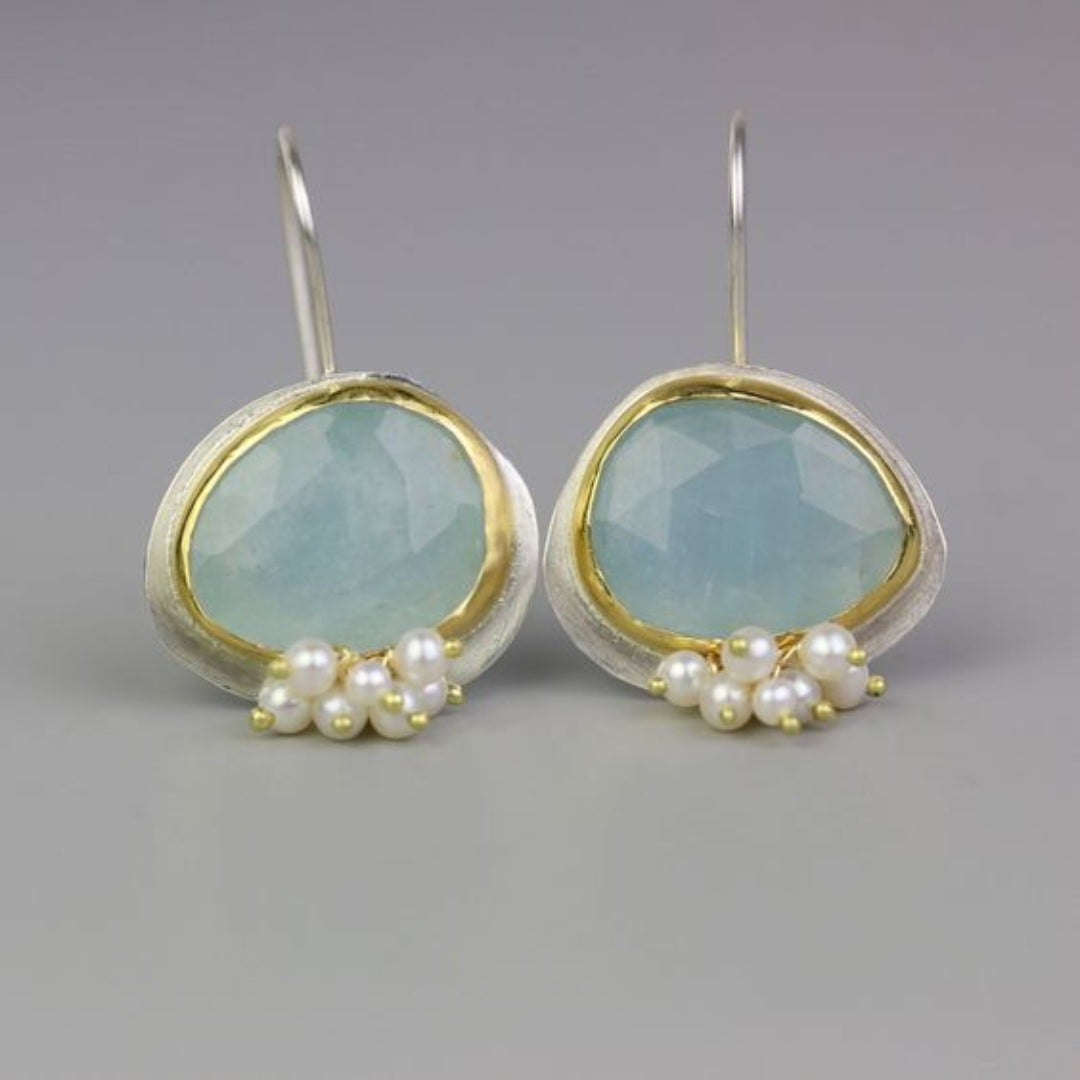 Pendientes vintage de piedra azul claro