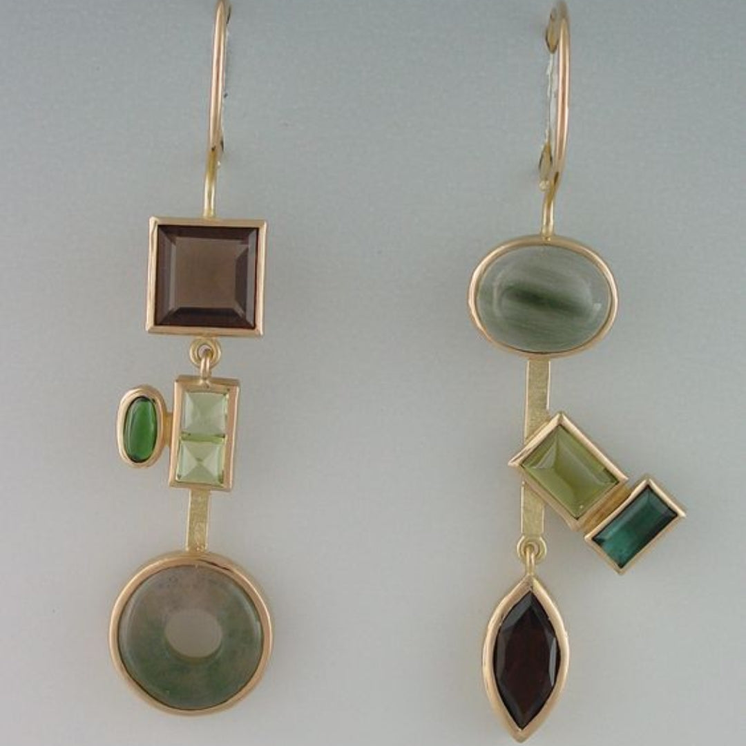 Pendientes de bosque de cristal colgantes vintage