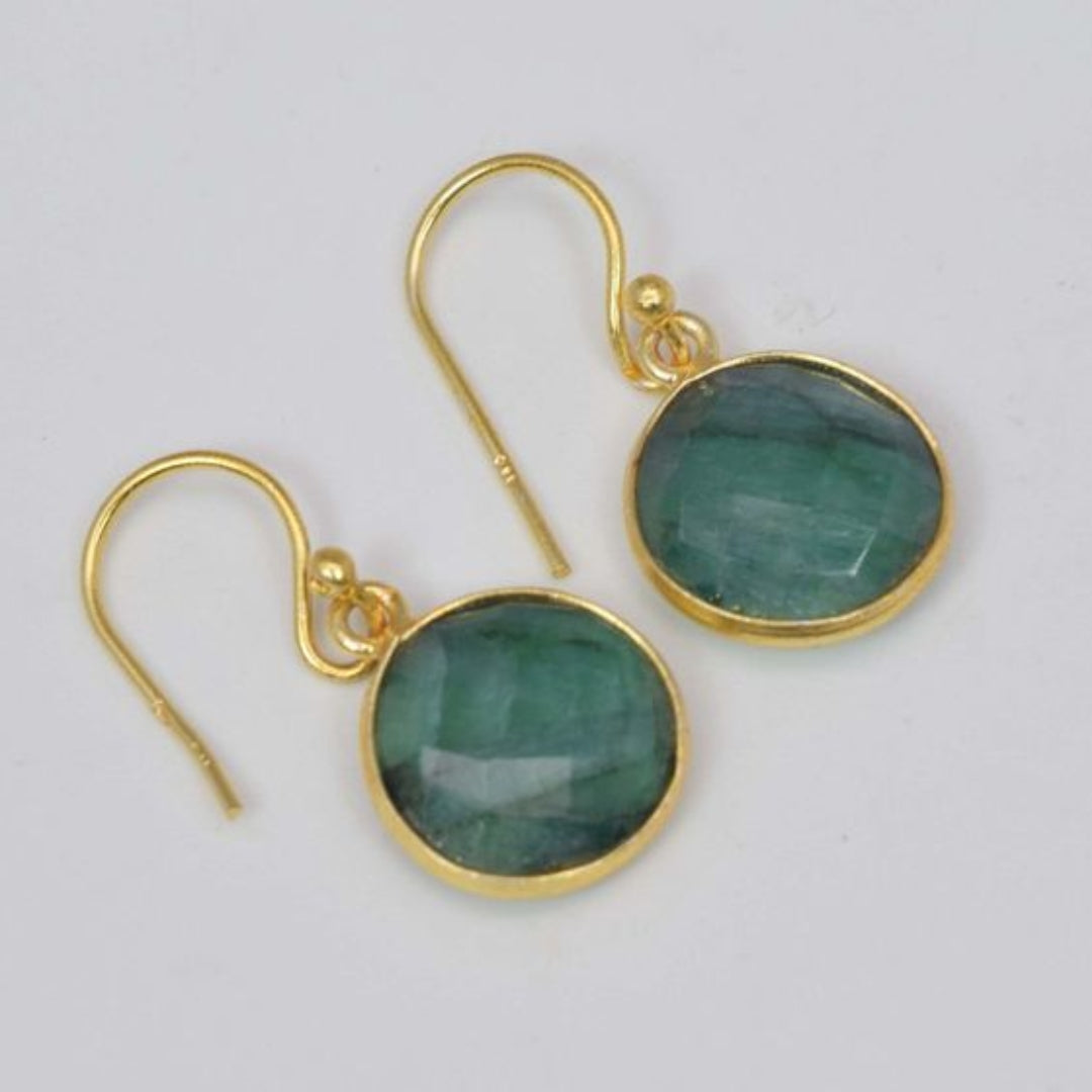 Pendientes vintage de oro de cristal verde