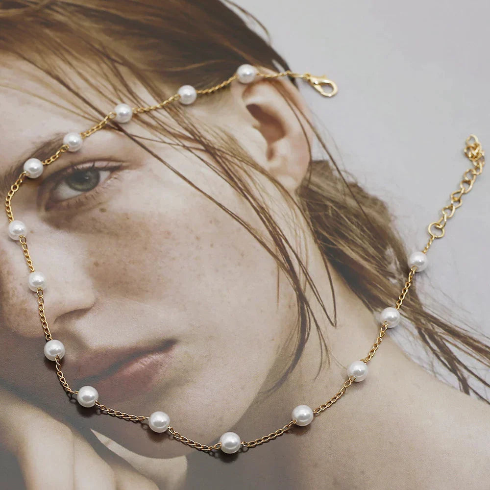 Collar de perlas en oro