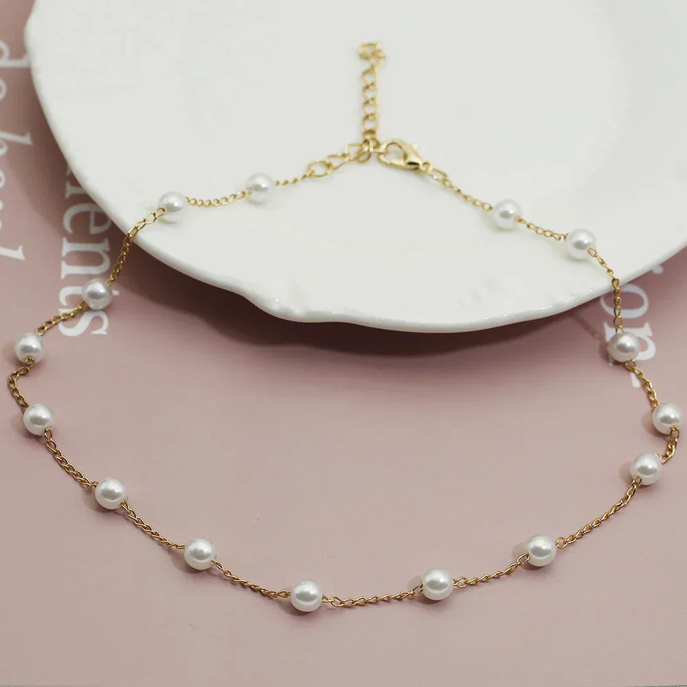 Collar de perlas en oro
