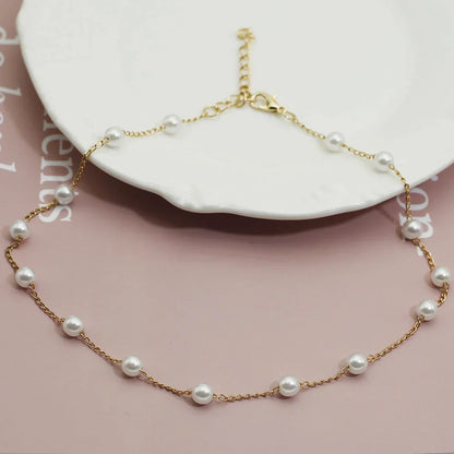 Collar de perlas en oro