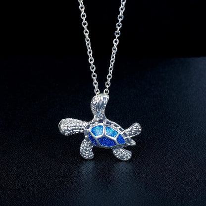 Collar de tortuga marina de ópalo azul