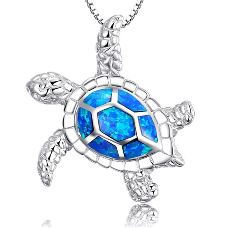 Collar de tortuga marina de ópalo azul