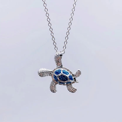 Collar de tortuga marina de ópalo azul