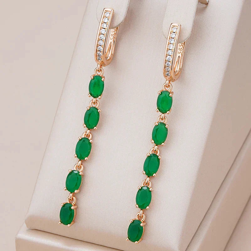 Pendientes colgantes con cristal verde