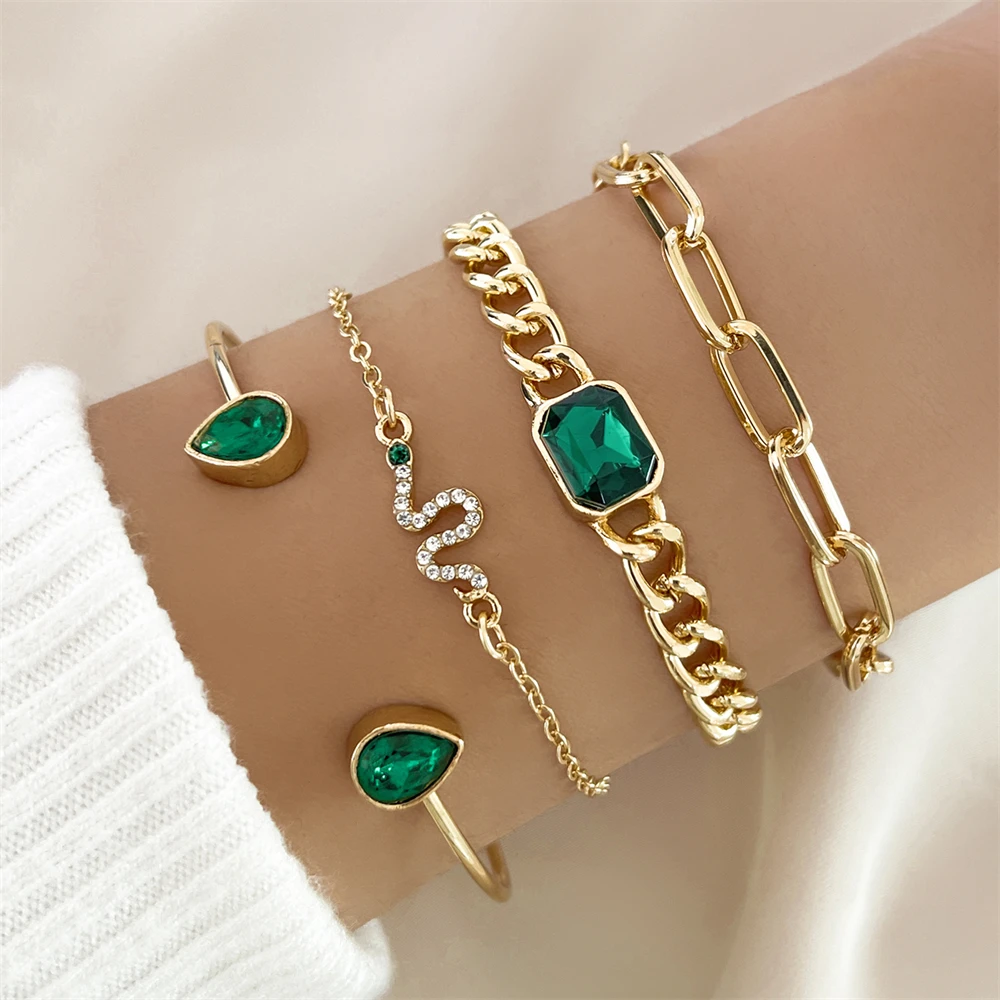 Pack de pulseras de cristal verde
