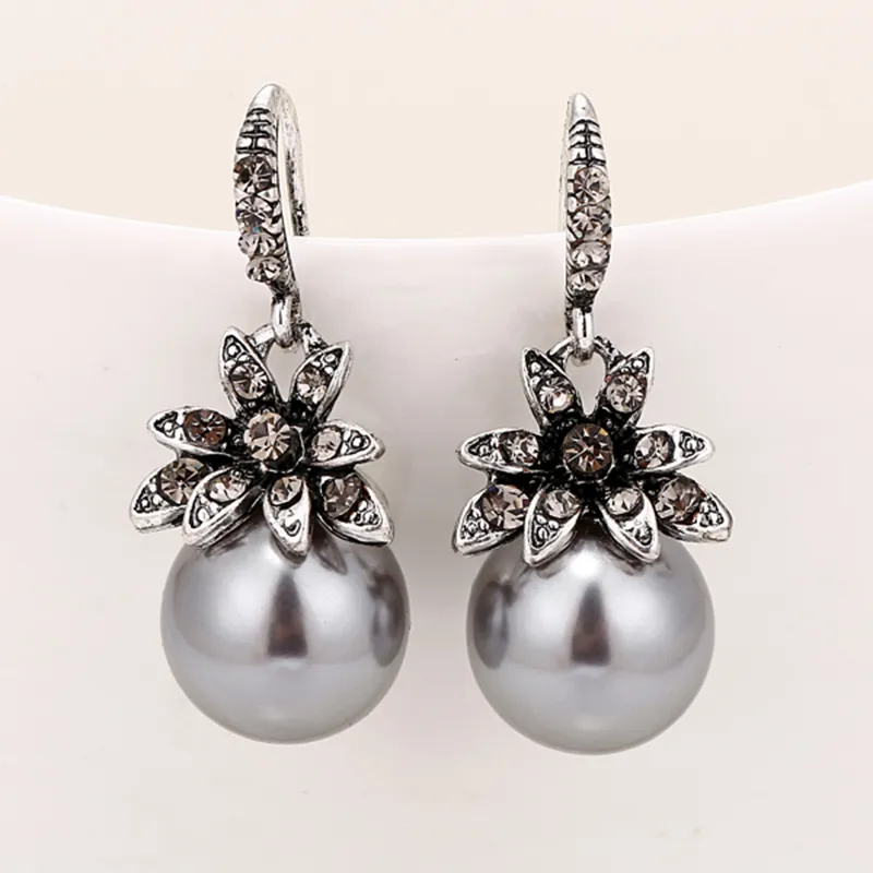 Pendientes de perlas de plata vintage