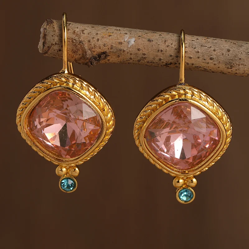 Pendientes vintage de cristal de oro rosa