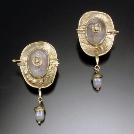 Pendientes boho con perlas en oro