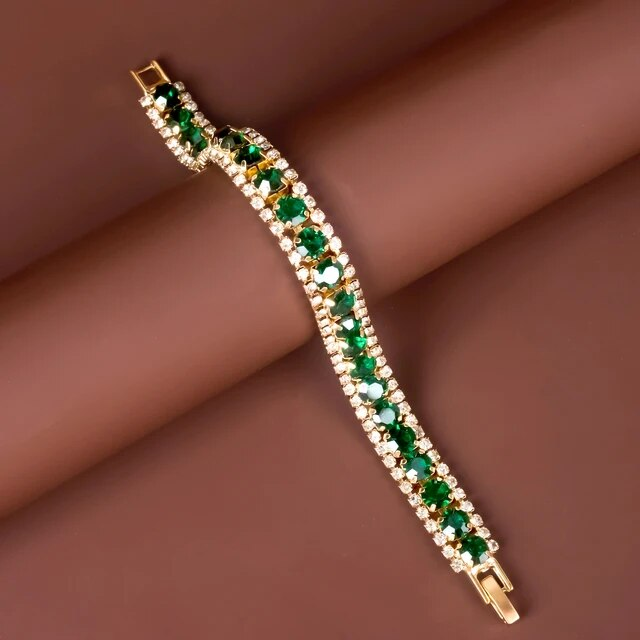 Pulsera verde dorada