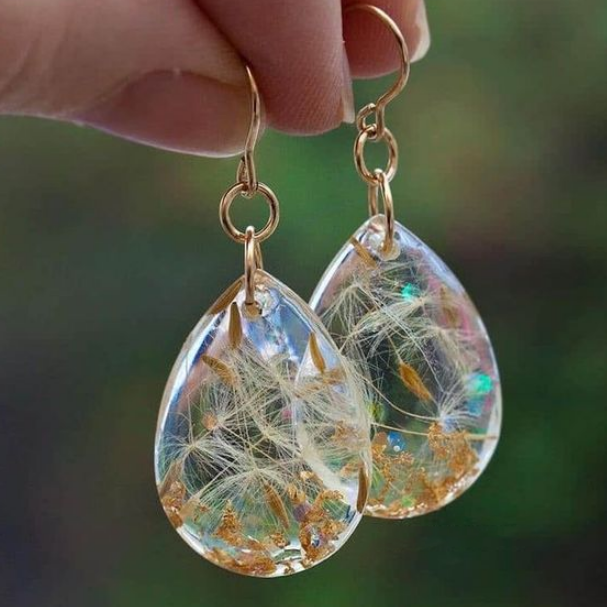Löwenzahn-Orhringe aus Vintage-Cristal