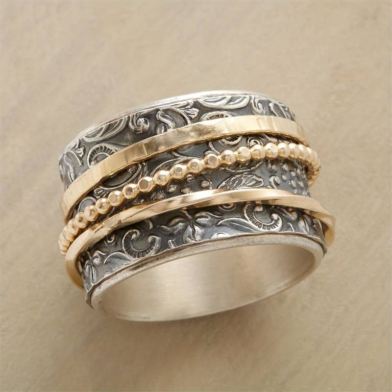 Anillo antiguo vintage de oro y plata