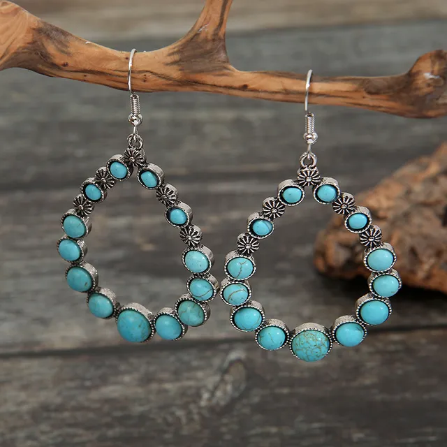 Pendientes vintage círculo turquesa